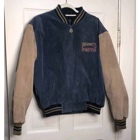 Vintage Dunbrooke Pheasants Forever Leather Bomber Jacket L Men's (C)